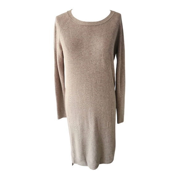 Madewell XS Sweater Dress Tan Wool Blend Long Sleeve Pullover Style E1320 FA15 - Picture 1 of 9